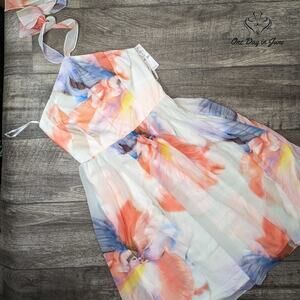 White House Black Market Floral Halter Dress Size 6